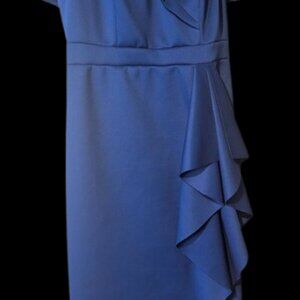 Frank Lyman Collection Azure Colbalt Blue Off the Shoulder Ruffle Dress Size 2